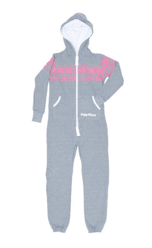 Light Grey Kids Polar Piece with Pink Arctic Print - PolarPiece | Simply Canadian