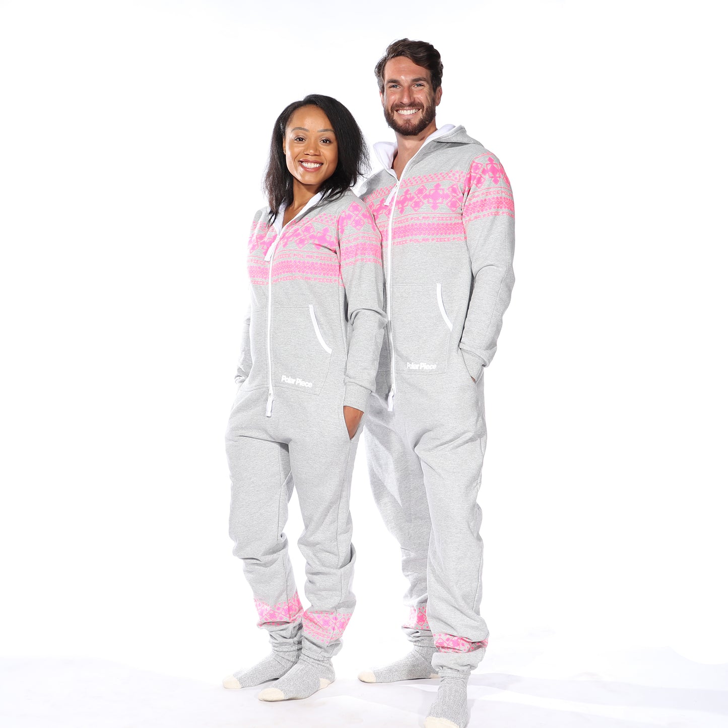 Arctic Print Onesie (Grey with Pink)