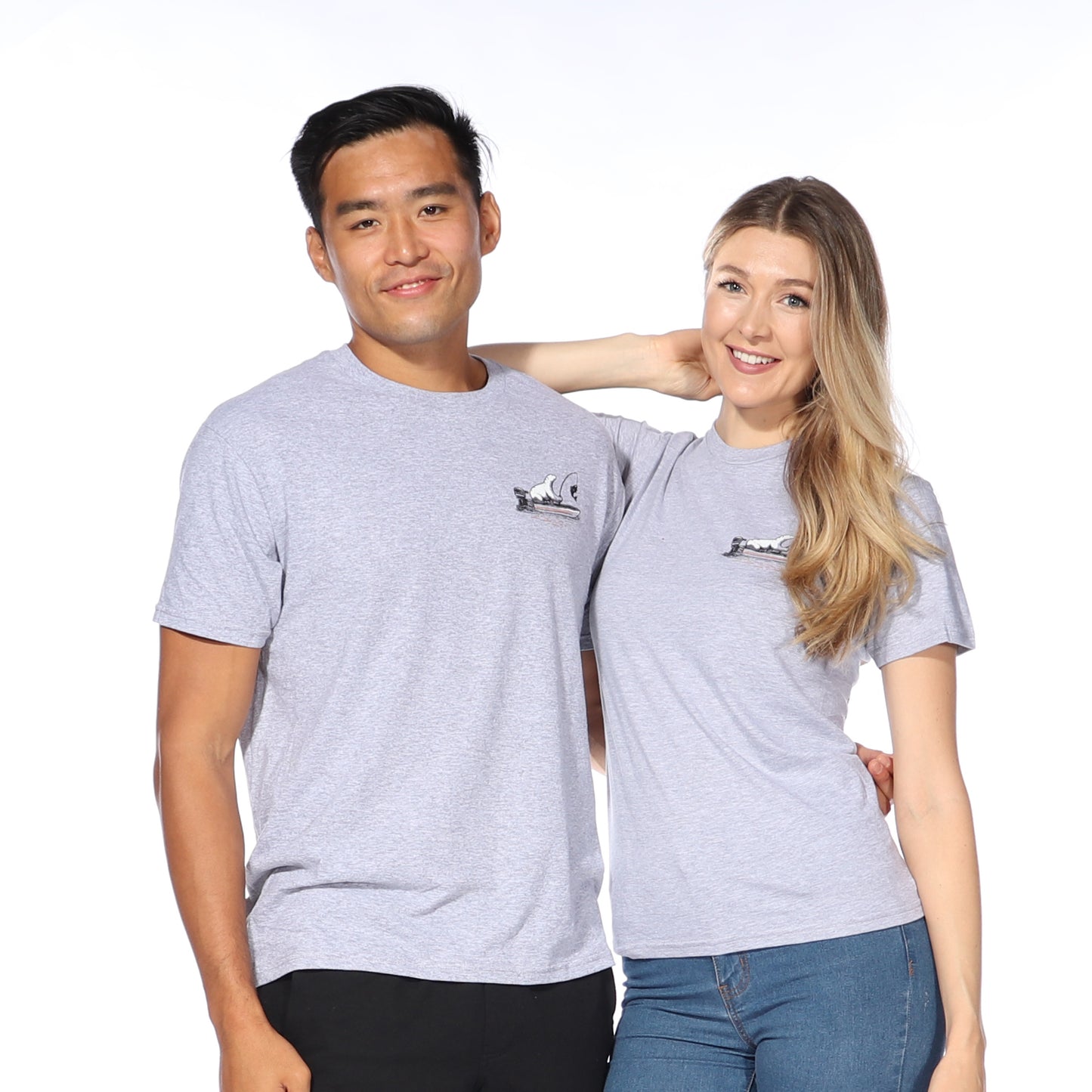 Discontinued Fishing Bear Tee (Heather Grey)