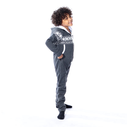 Kids Arctic Print Onesie (Charcoal)